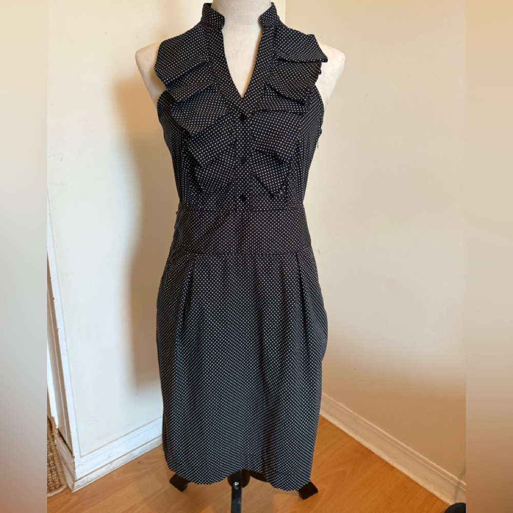 Express Black and White Polka Dot Midi Dress